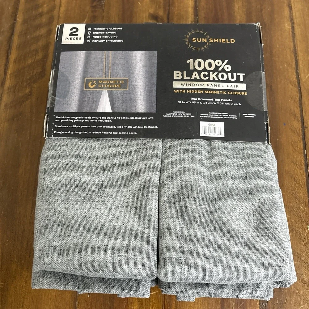 Sun Shield Marlon 100% Blackout Window Panels Gray 37x95 Double Grommet Top